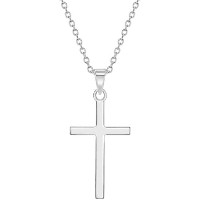 Collar con colgante de cruz tradicional clásica de plata 925 para niñas y adolescentes