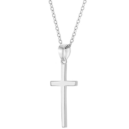Collar con colgante de cruz tradicional clásica de plata 925 para niñas y adolescentes