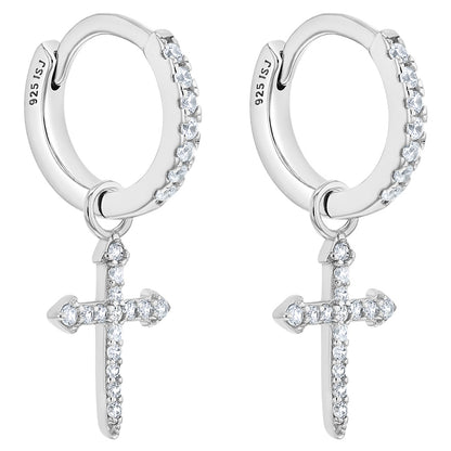 Argollas de Plata 925 certificada con Cruz y Circones | Joya de Protección y Fe para niñas y adolescentes