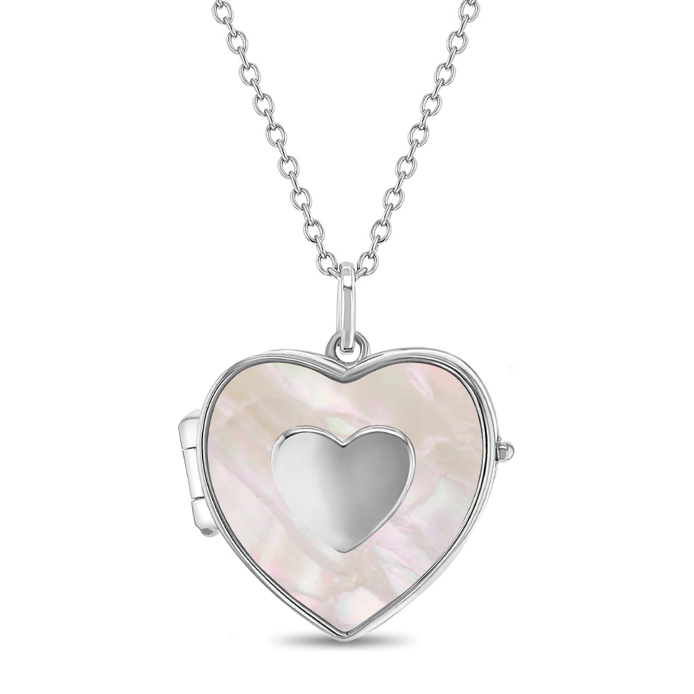 Relicario Corazón para Niña en Plata 925 y Nácar | Un recuerdo para llevar siempre cerca | Bendito Amor