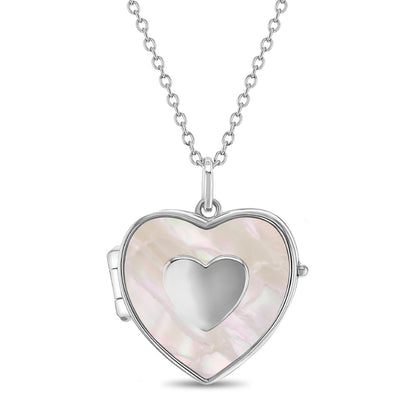 Relicario Corazón para Niña en Plata 925 y Nácar | Un recuerdo para llevar siempre cerca | Bendito Amor