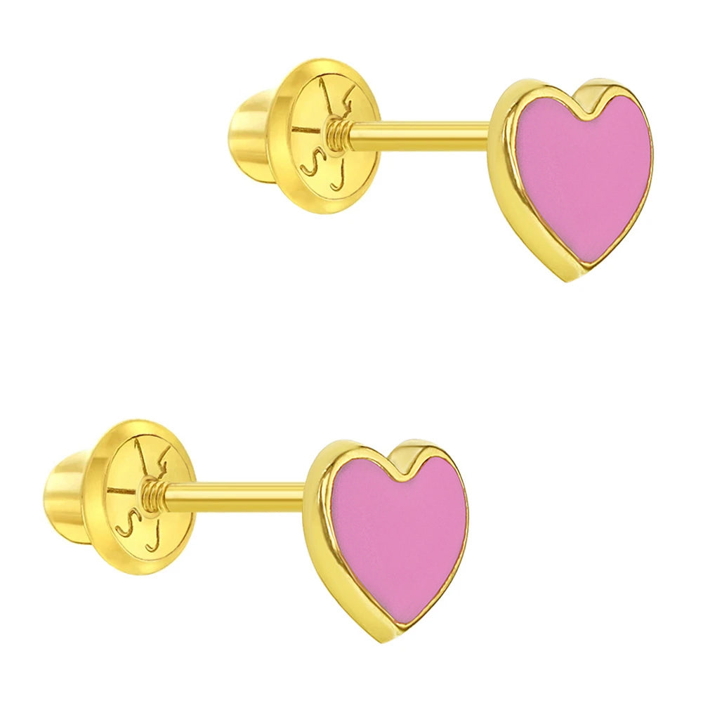 Aros corazón de oro 14K para bebes y niñas