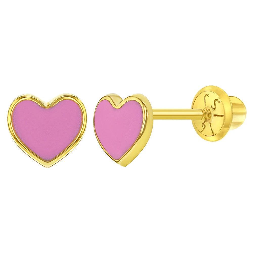 Aros corazón de oro 14K para bebes y niñas